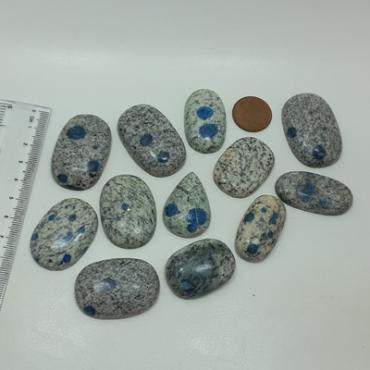 Azurite in Granite and Pyrite Cabochons Lot 12pcs (Free Shipping)