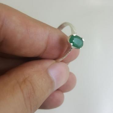925 Silver Ring with Natural Emerald